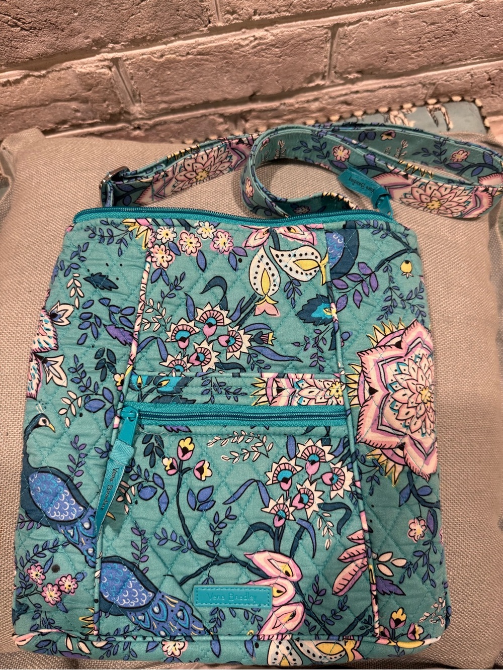 Vera Bradley Teal Floral & Paisley Quilted Crossbody